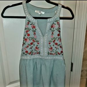 Andree by Unit Sage Floral Embroidered Tank